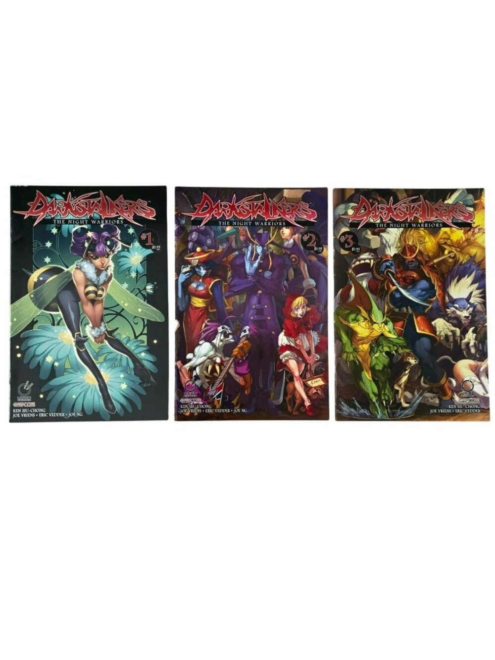3 Darkstalkers Night Warriors Comic Books 1B 2A 3A 1st Print Udon Capcom Variant